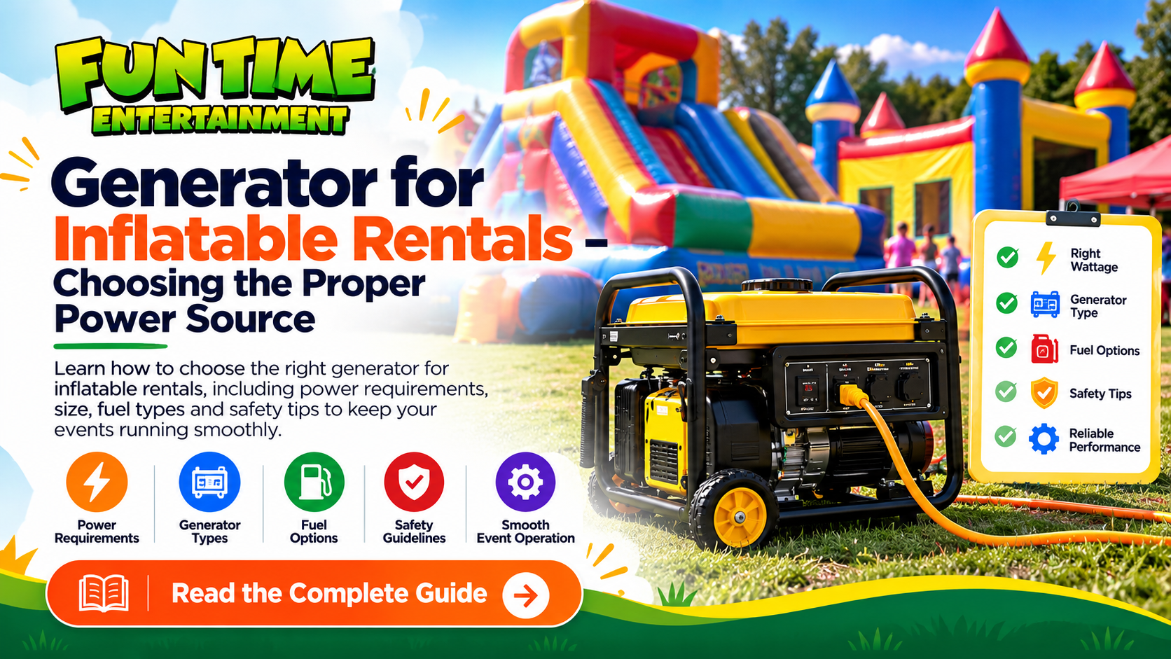 Generator for Inflatable Rentals